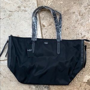 Black nylon tote bag